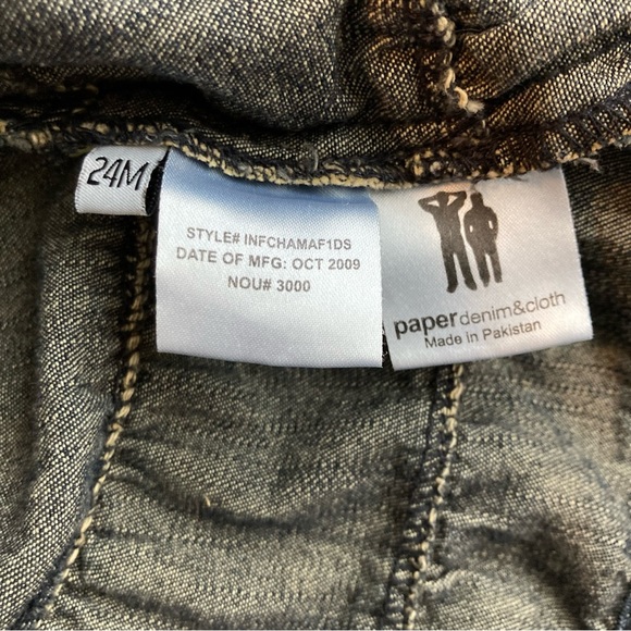 Paper denim & cloth denim tiered ruffle dress with puff sleeves, Sz 24M - Picture 6 of 11